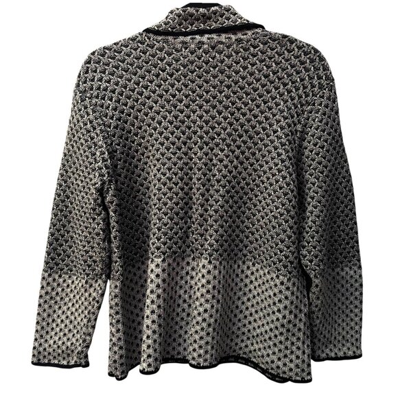 Habitat Clothes To Live In Cardigan Sweater XL Textured Knit Nubby Lagenlook B&W - Picture 2 of 5